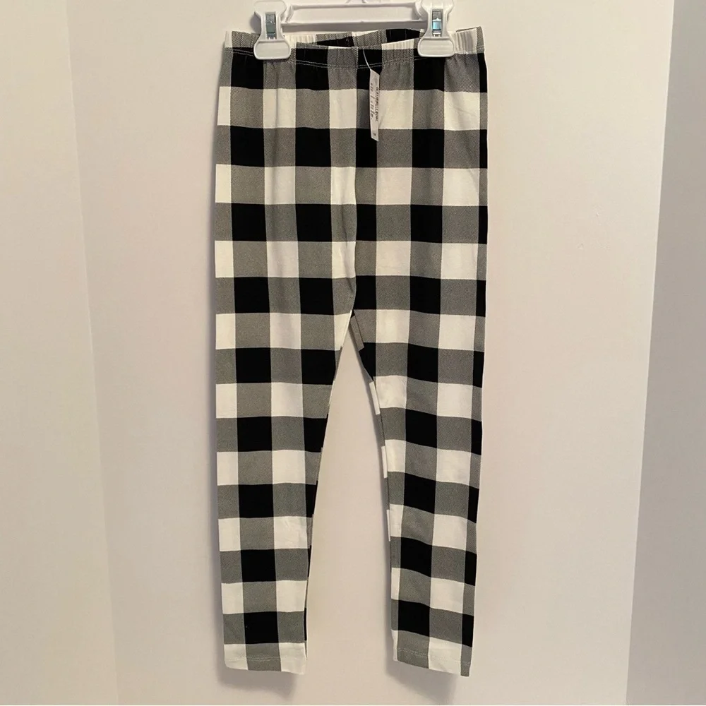 The Children's Place Black & White Buffalo Check Plaid Leggings Size M (7-8) NWT